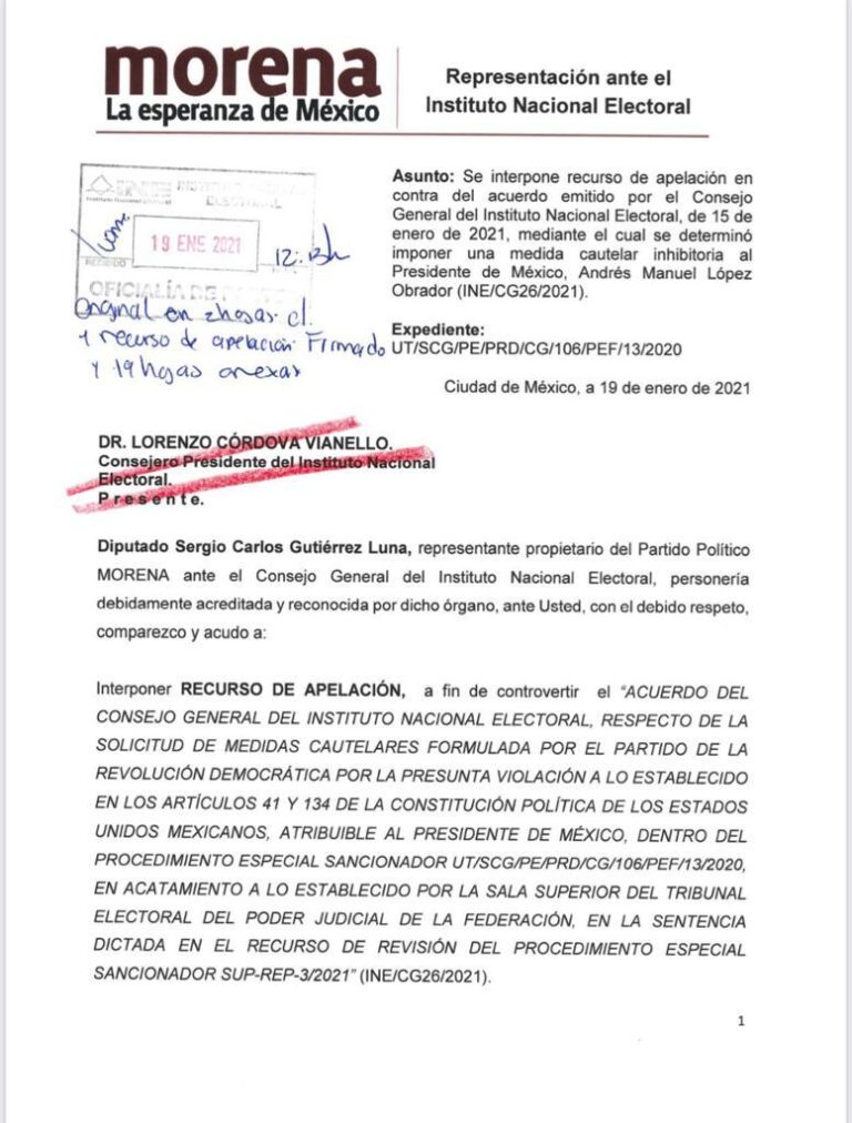 RECURSO DE APELACION MORENA